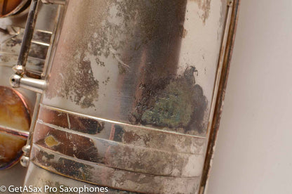 Conn (Holton) Bass Saxophone Good Playing Condition Original Silver Plate CLEAN P22298