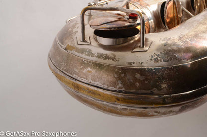 Conn (Holton) Bass Saxophone Good Playing Condition Original Silver Plate CLEAN P22298