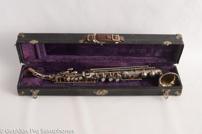 King Saxello Soprano Saxophone Original Silver Plate Playable 68745