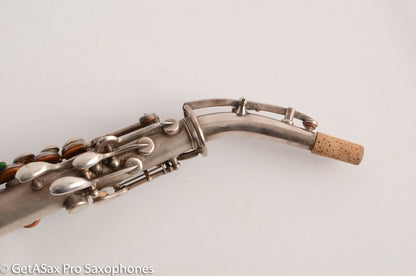 King Saxello Soprano Saxophone Original Silver Plate Playable 68745