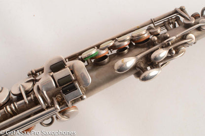 King Saxello Soprano Saxophone Original Silver Plate Playable 68745