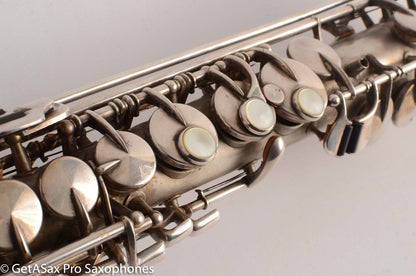 King Saxello Soprano Saxophone Original Silver Plate Playable 68745