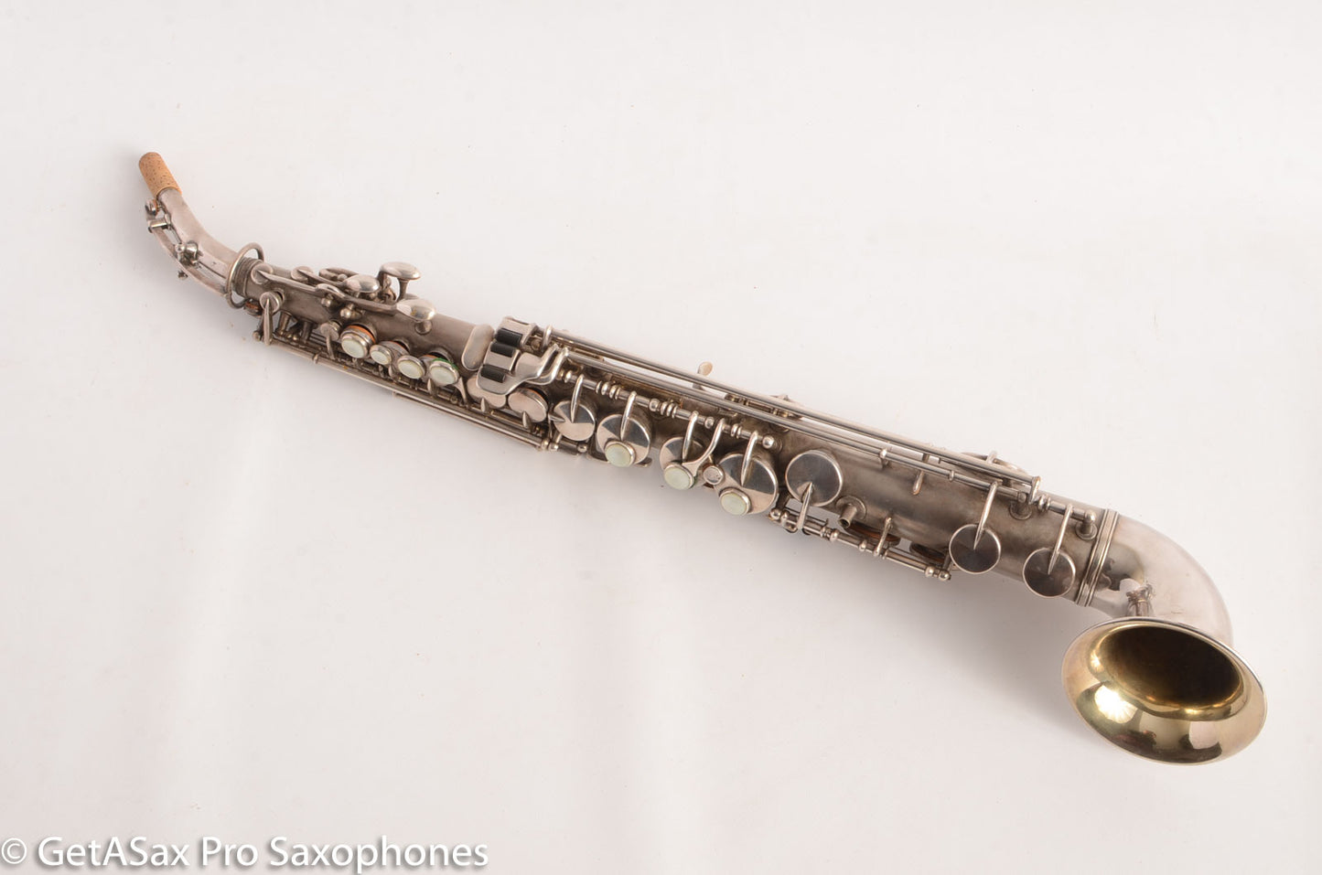 King Saxello Soprano Saxophone Original Silver Plate Playable 68745