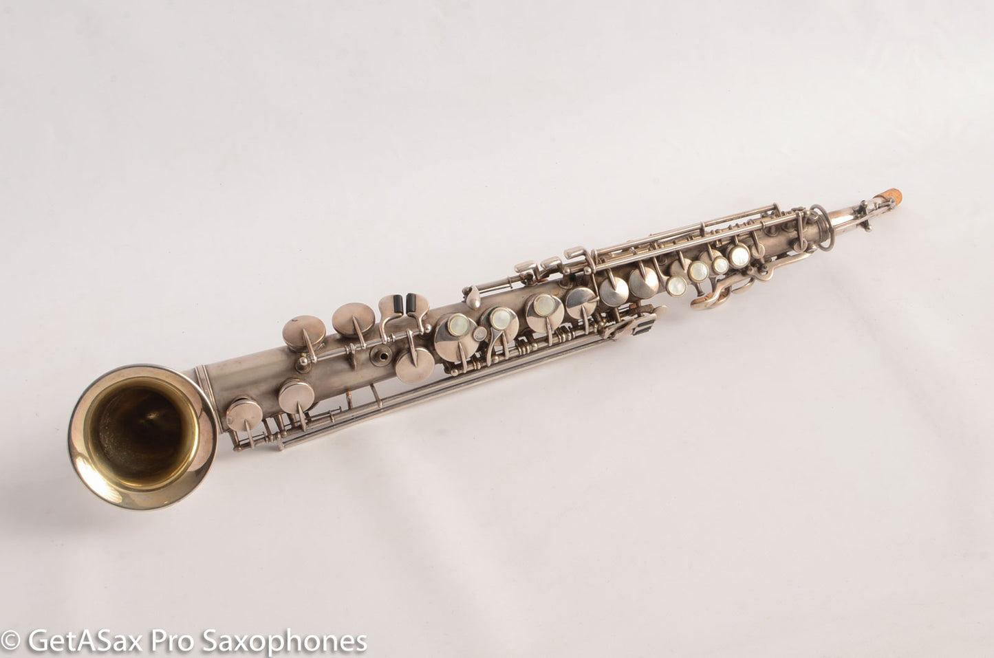 King Saxello Soprano Saxophone Original Silver Plate Playable 68745