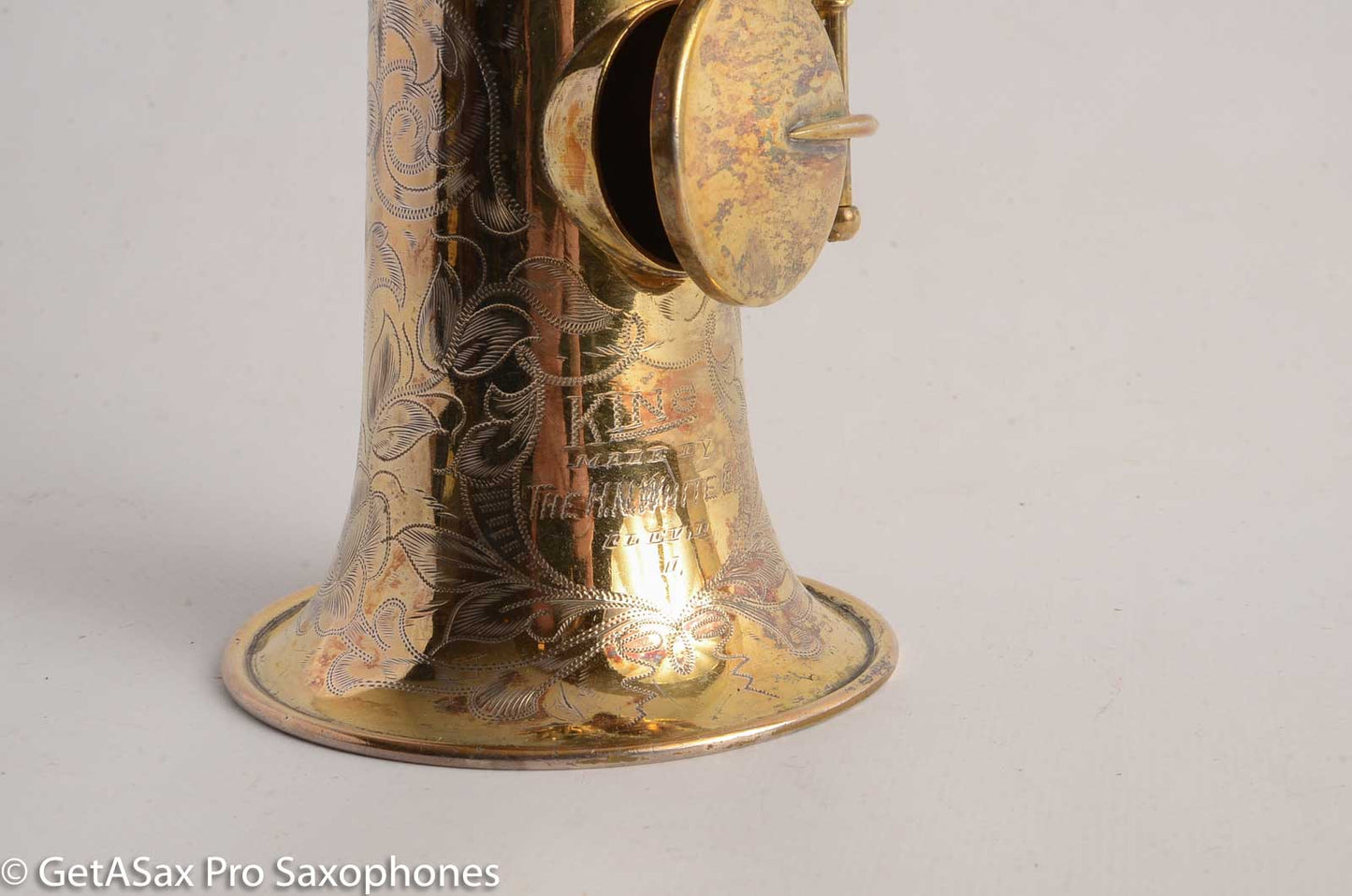 King Original Gold Plate Soprano Saxophone Beautiful Engraving 56362