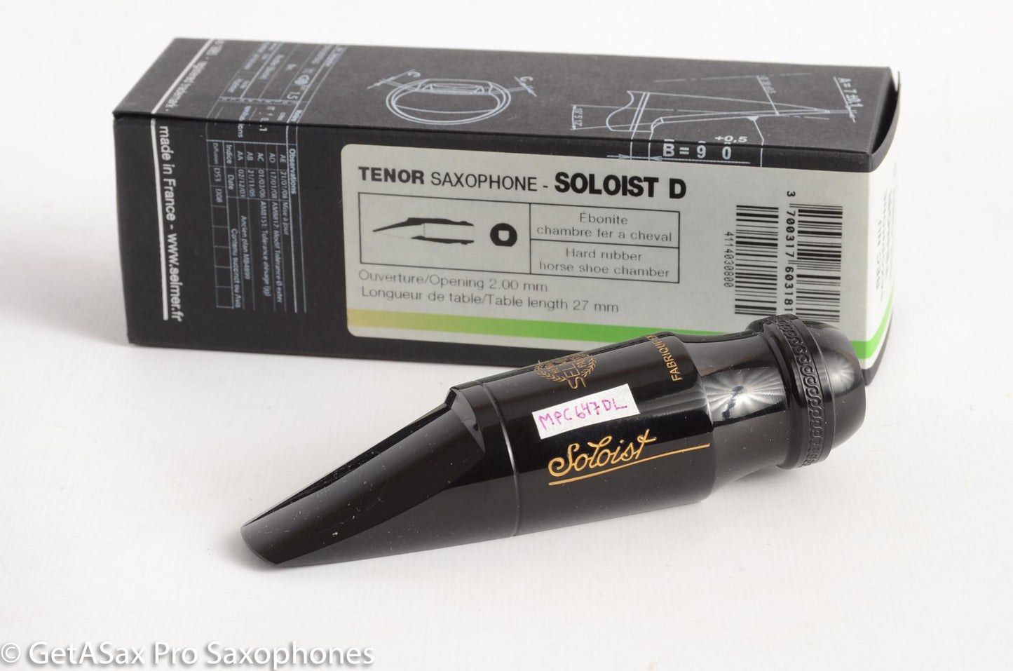 Selmer Soloist D Like New modern Tenor Saxophone Mouthpiece MPC647DL