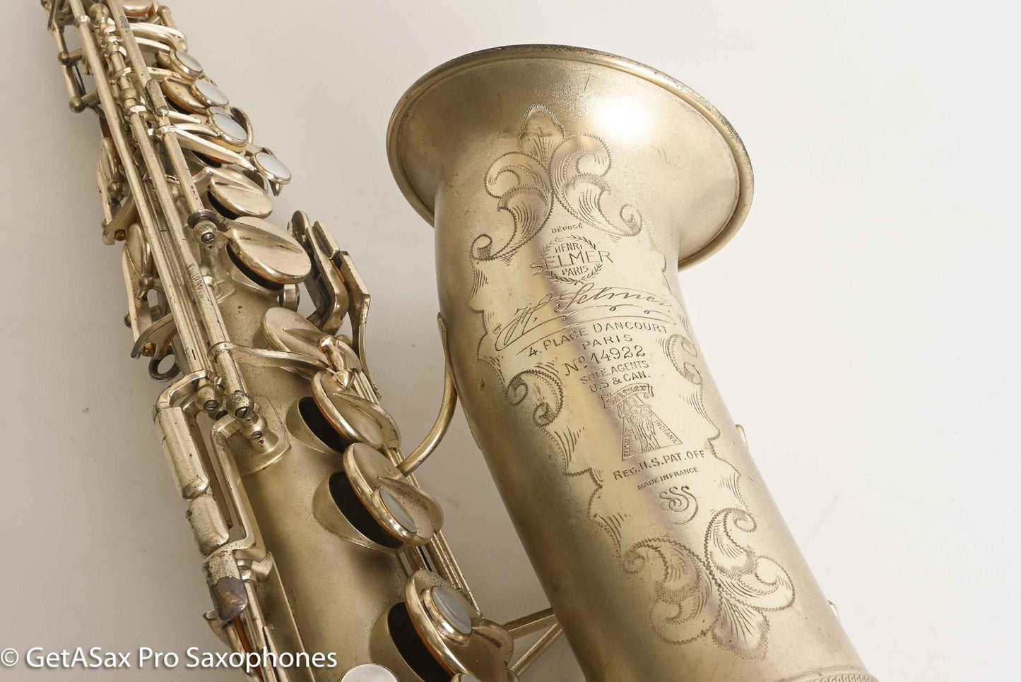 Selmer Cigar Cutter Alto Original Satin Silver Plate Mark VI Neck 14922