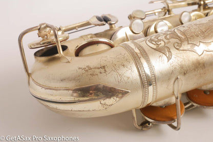 Selmer Super Sax Alto Saxophone Original Silver Plate American Engraved Amazing 17875